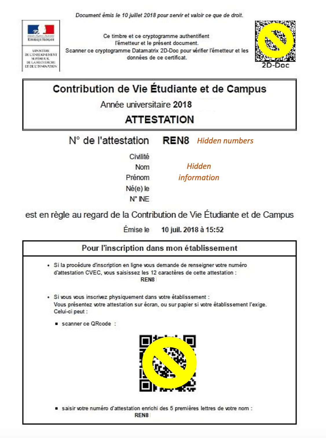 CVEC fee and INE number guide: proof of payment certificate for French university enrolment