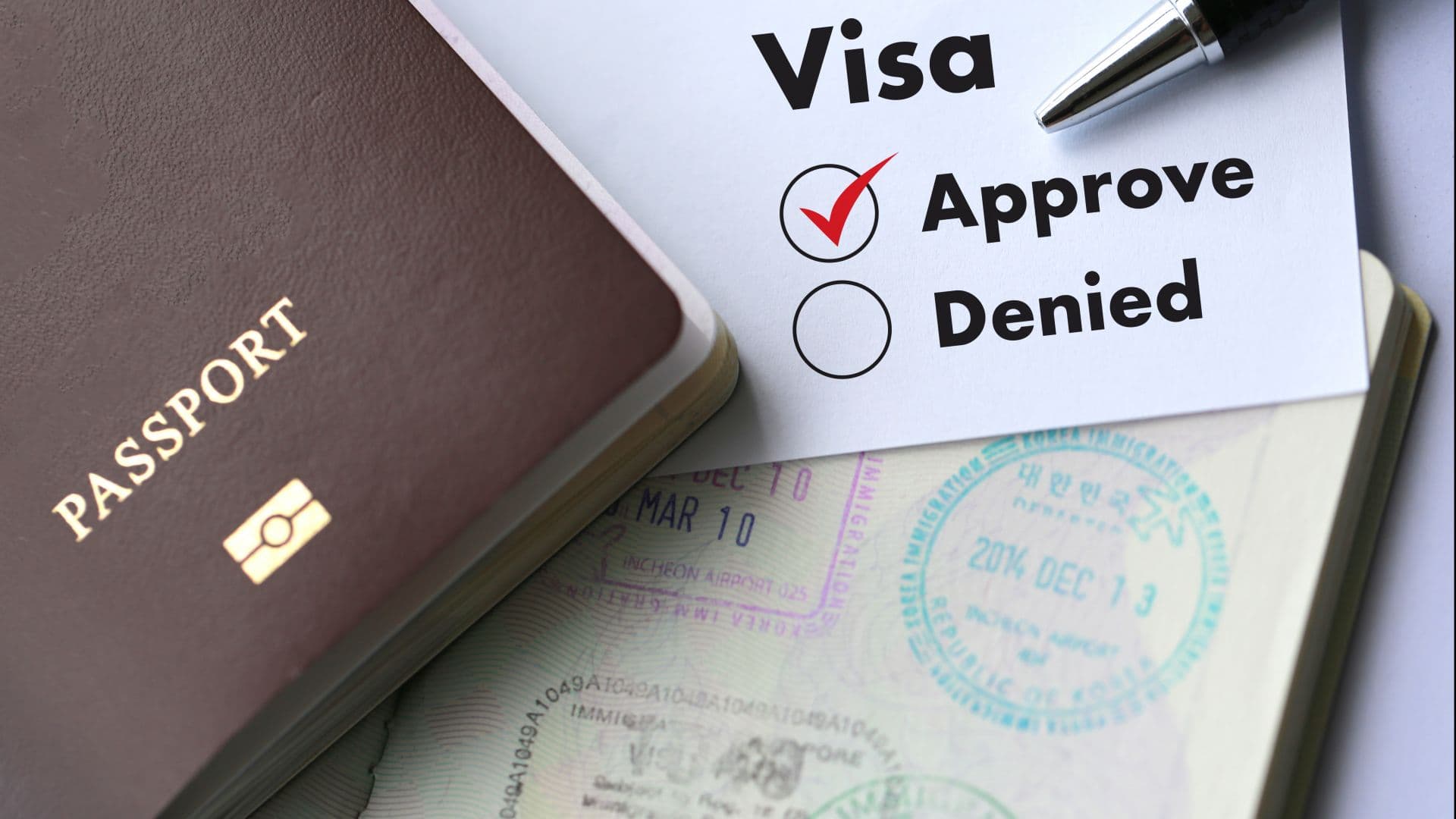 Approved French work visa in passport