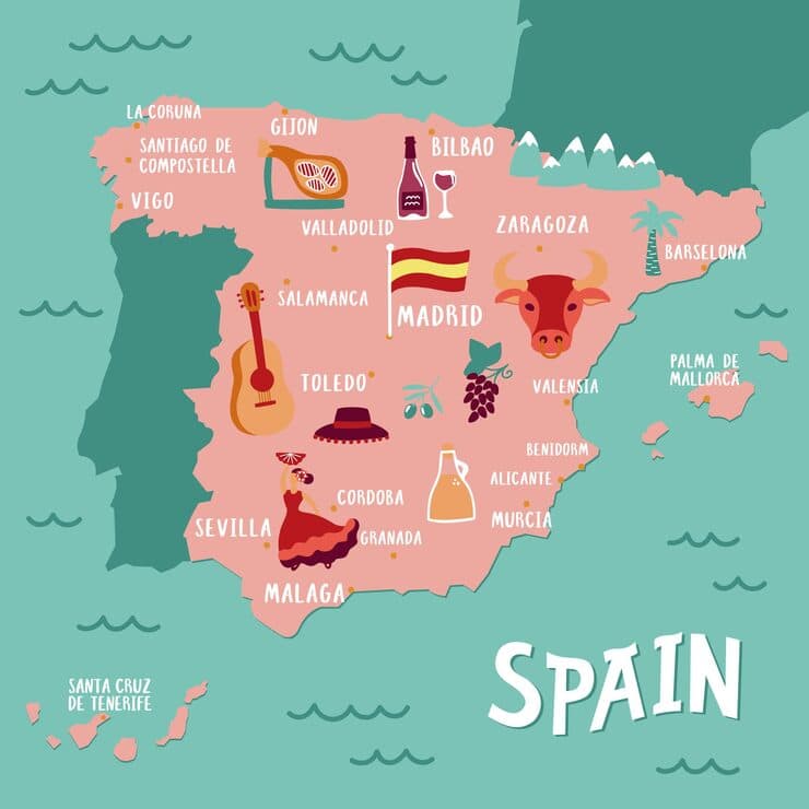 Map of Spain to prepare for expatriation