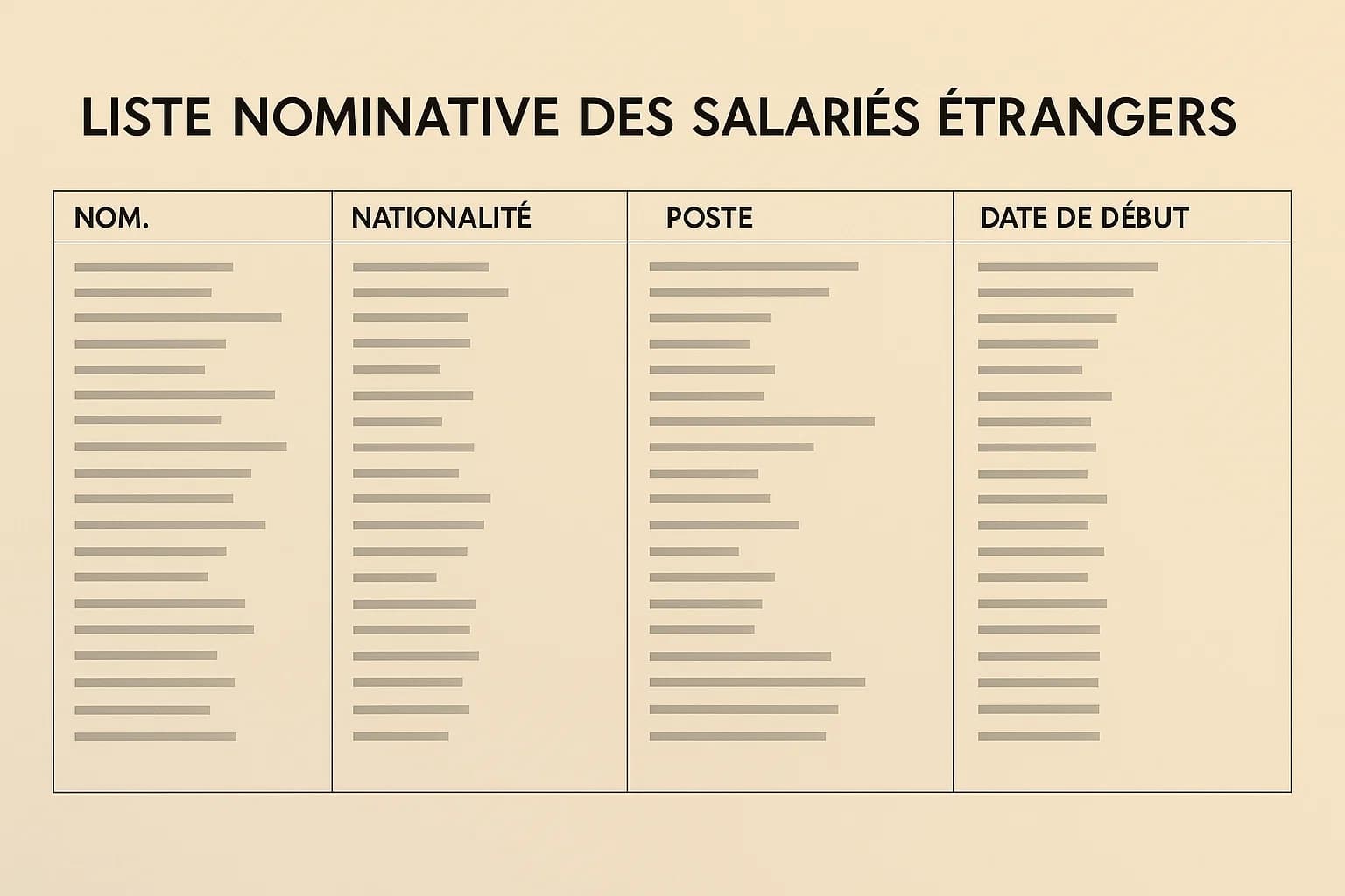 Liste nominative des salariés étrangers soumis à autorisation de travail