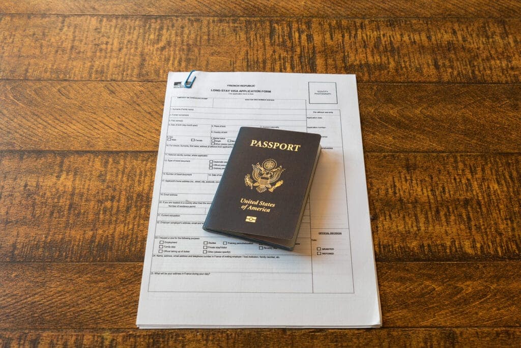 France long-stay visitor visa documents and passport