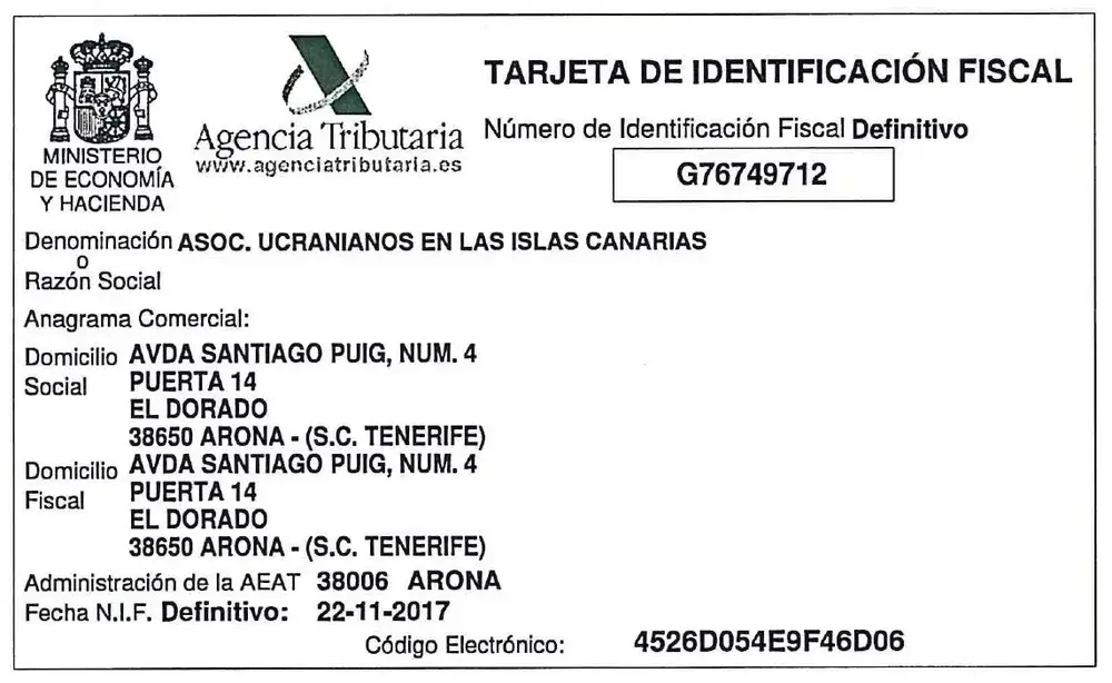 Formulario de NIF
