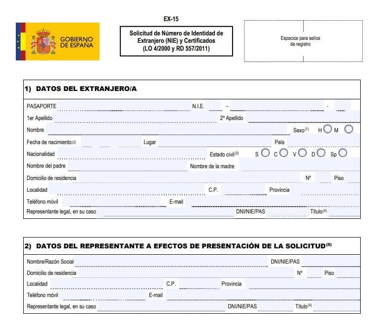 Personne recevant son NIE