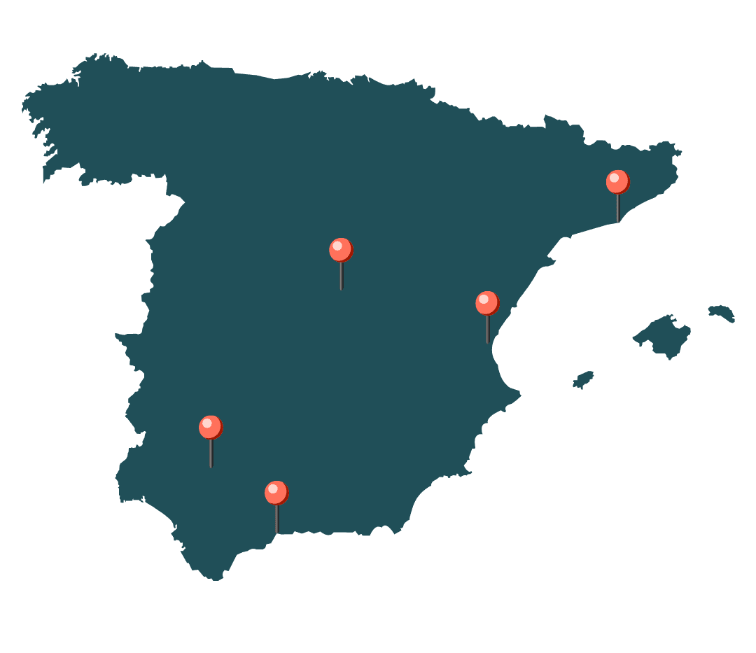 Map of Spain with the main cities