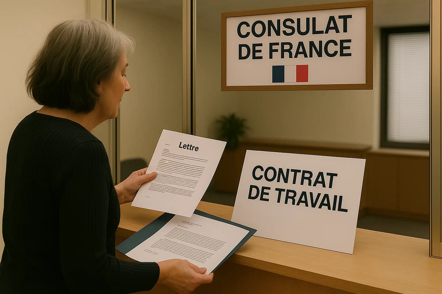 Personne remplissant des formulaires de demande de visa