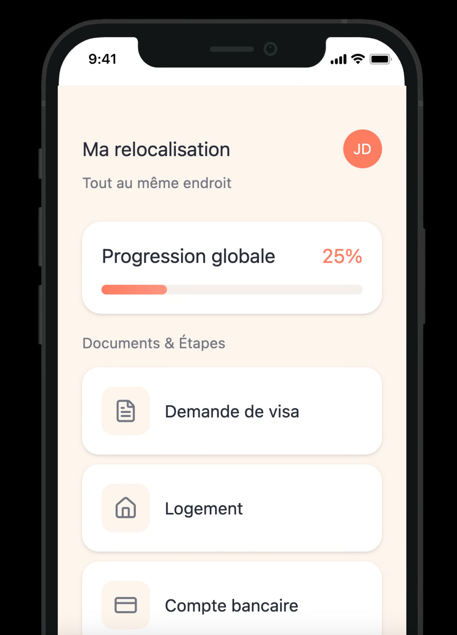 Interface de l'application Hiliv montrant la simplicité
