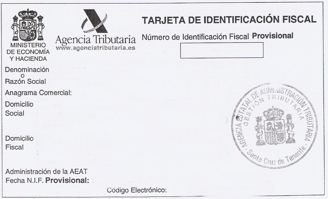 Document officiel avec un numéro CIF espagnol